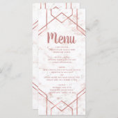 Weiß-Blütenmarmor und Rose-Gold-Hochzeitsmenü Menükarte (Vorne/Hinten)