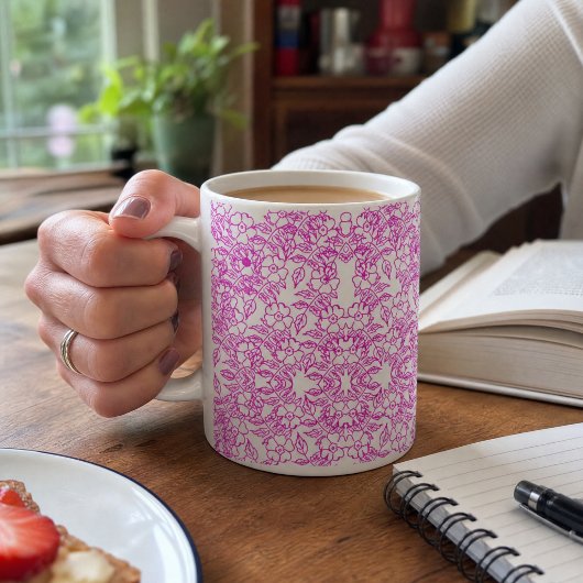 Weiß Botanisch rosa Bläschen Dekoration Kaffeetasse