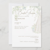 Weiß-Botanisches Hochzeitskleid-Brautparty Einladung (Vorderseite)