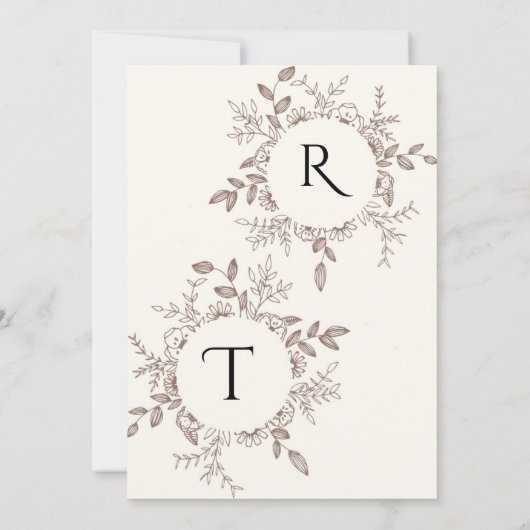 Weiß-braun Rustikale Blumenfreude Einladung (Rückseite)