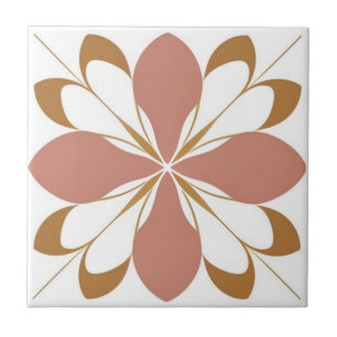 Weiß, braun und rosa, blumenreich fliese