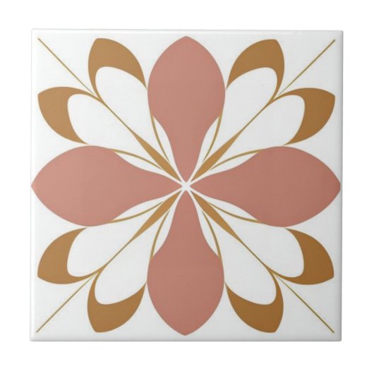 Weiß, braun und rosa, blumenreich fliese (Vorderseite)