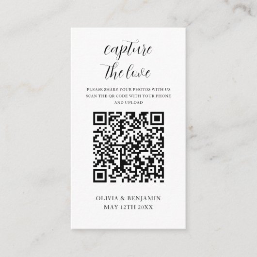 Weiß | Capture the Liebe QR Code Begleitkarte (Vorderseite)