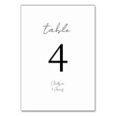 Weiß | Chic B&W Minimalistisch Wedding Tischnummer (Vorderseite)