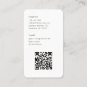 Weiß / Chic Dunkel Sage Green Foto Social QR Code Visitenkarte (Rückseite)