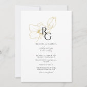 Weiß | Chic Floral Monogram Wedding Save The Date (Vorderseite)
