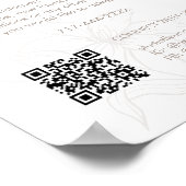 Weiß | Chic Floral Text Promotion QR Poster (Ecke)