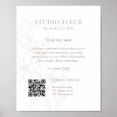 Weiß | Chic Floral Text Promotion QR Poster (Vorne)