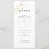 Weiß | Chic Floral Wedding Flat Menu Menükarte (Vorderseite)