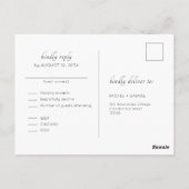 Weiß | Chic Floral Wedding RSVP Postcard Postkarte (Rückseite)