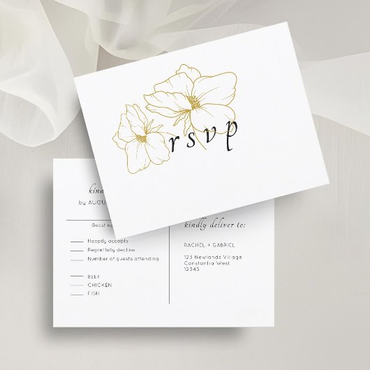 Weiß | Chic Floral Wedding RSVP Postcard Postkarte