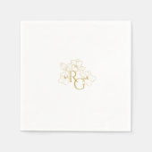 Weiß | Chic Imitats Gold Monogram Wedding Serviette (Vorderseite)