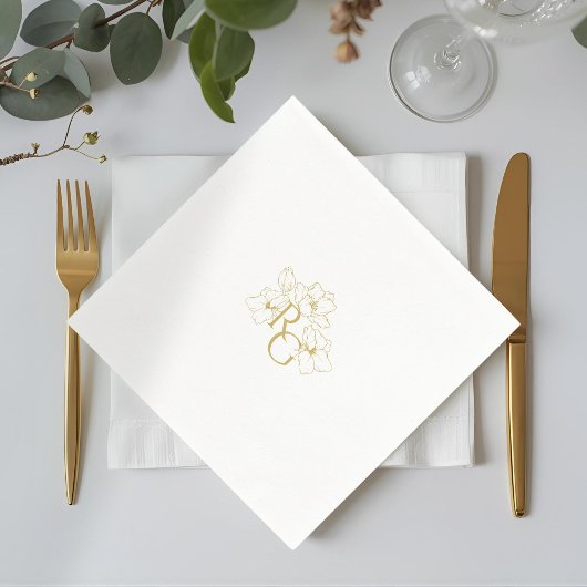Weiß | Chic Imitats Gold Monogram Wedding Serviette