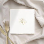 Weiß | Chic Imitats Gold Monogram Wedding Serviette