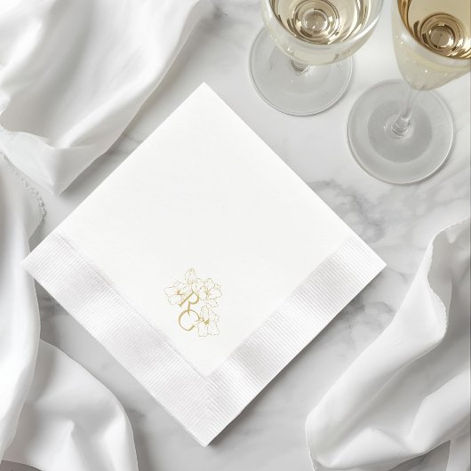 Weiß | Chic Imitats Gold Monogram Wedding Serviette