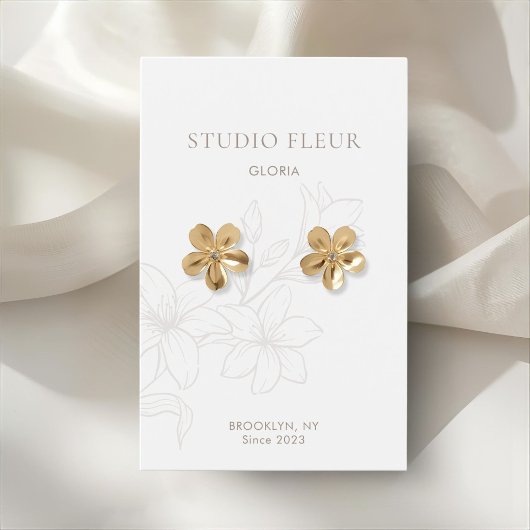 Weiß | Chic Minimalistisch Floral Earring Display