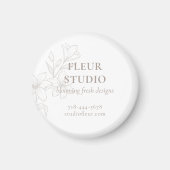 Weiß | Chic Minimalistisch Floral Magnet (Vorne)