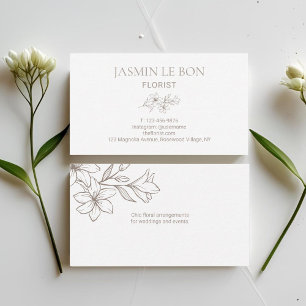 Weiß   Chic Minimalistische Blume Visitenkarte
