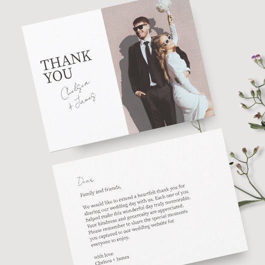Weiß | Chic Modern Flat Wedding Danke Karte