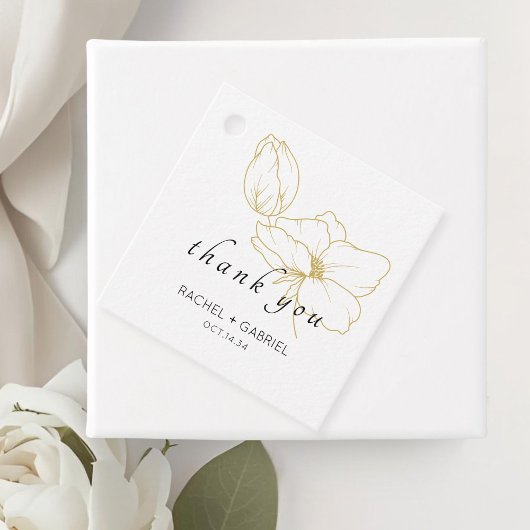 Weiß | Chic Modern Floral Wedding Geschenkanhänger