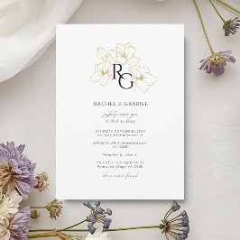 Weiß | Chic Monogram Wedding Invitation Card Save The Date