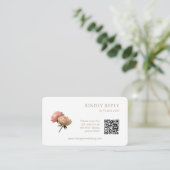 Weiß | Chic Rose Wedding RSVP QR Code Begleitkarte (Stehend Vorderseite)