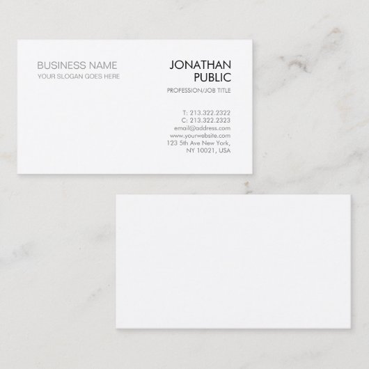 Weiß Creative Minimalist Modern Elegant Company Visitenkarte (Vorne/Hinten)