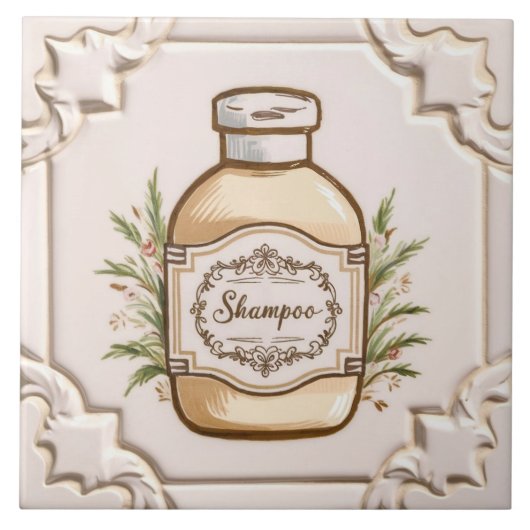 Weiß & Creme Shampoo Flasche Sonnenbad Fliese (Vorderseite)