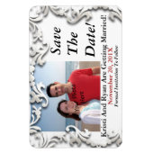 Weiß dekorativ Save the Date oder... Foto-Magnete Magnet (Vertikal)