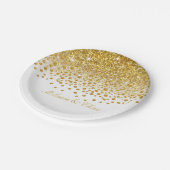 Weiß der Glitzerconfetti-Dusche | Gold Pappteller (Schrägansicht)