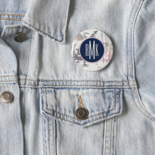 Weiß des Monogramm-| heraus erntet Button (Beispiel)