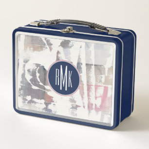 Weiß des Monogramm-  heraus erntet Metall Lunch Box