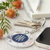 Weiß des Monogramm-| heraus erntet Schlüsselanhänger (Vorderseite rechts)