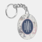 Weiß des Monogramm-| heraus erntet Schlüsselanhänger (Vorderseite links)