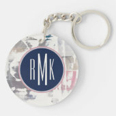 Weiß des Monogramm-| heraus erntet Schlüsselanhänger (Rückseite)