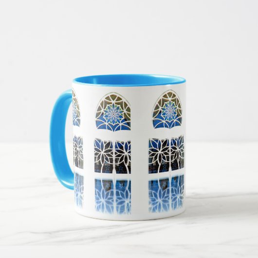 Weiß des Moscheen-Foyer-Fensters 1 Tasse (Vorderseite Links)