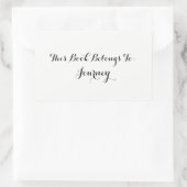 Weiß "dieses Buch gehört " Rechteckiger Aufkleber (Tasche)