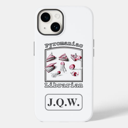 Weiß drei Initialen Pyromaniac Librarian hinzufüge Case-Mate iPhone Hülle (Rückseite)