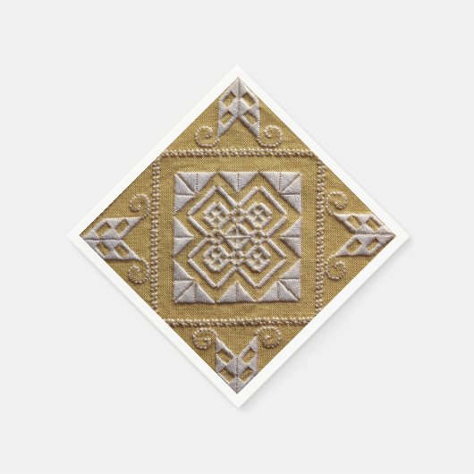 Weiß DRUCKTE Schnittstickerei 1 auf Leinen Serviette (Ecke)