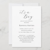 Weiß, einfach Minimalistisch. Es ist eine Baby-Dus Einladung (Vorderseite)