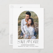 Weiß | Einfaches modernes Foto Save the Date Ankündigungspostkarte (Vorne/Hinten)