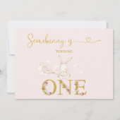 Weiß Einige sonnige Wildblumen 1. Geburtstag Einladung (Rückseite)