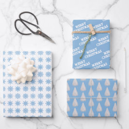 Weiß | Eisblau | Weihnachten Geschenkpapier Set