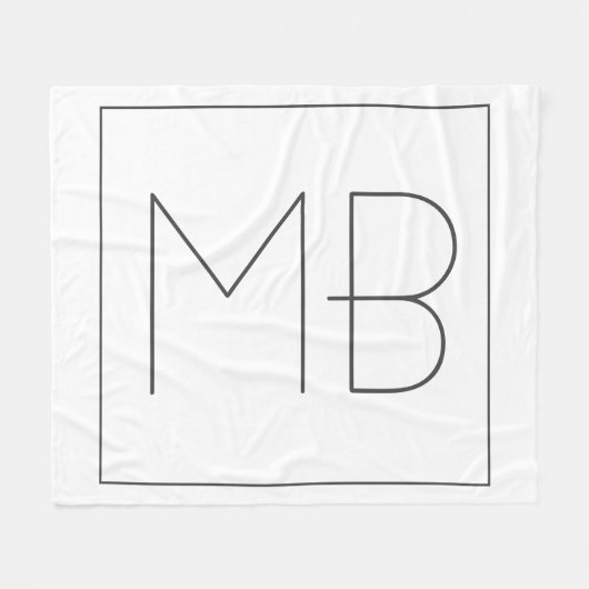 Weiß elegant Einzigartig Mit Monogramm Fleecedecke (Vorderseite (Horizontal))