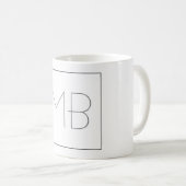 Weiß elegant Einzigartig Mit Monogramm Kaffeetasse (VorderseiteRechts)
