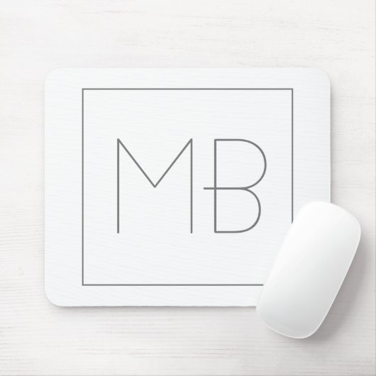 Weiß elegant Einzigartig Mit Monogramm Mousepad (Mit Mouse)