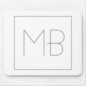 Weiß elegant Einzigartig Mit Monogramm Mousepad (Vorne)