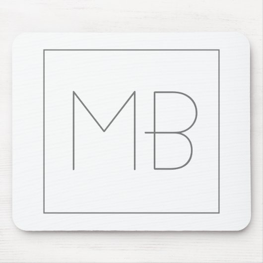 Weiß elegant Einzigartig Mit Monogramm Mousepad (Vorne)