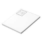 Weiß elegant Einzigartig Mit Monogramm Notizblock (Rotiert)