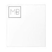 Weiß elegant Einzigartig Mit Monogramm Notizblock (Vorderseite)